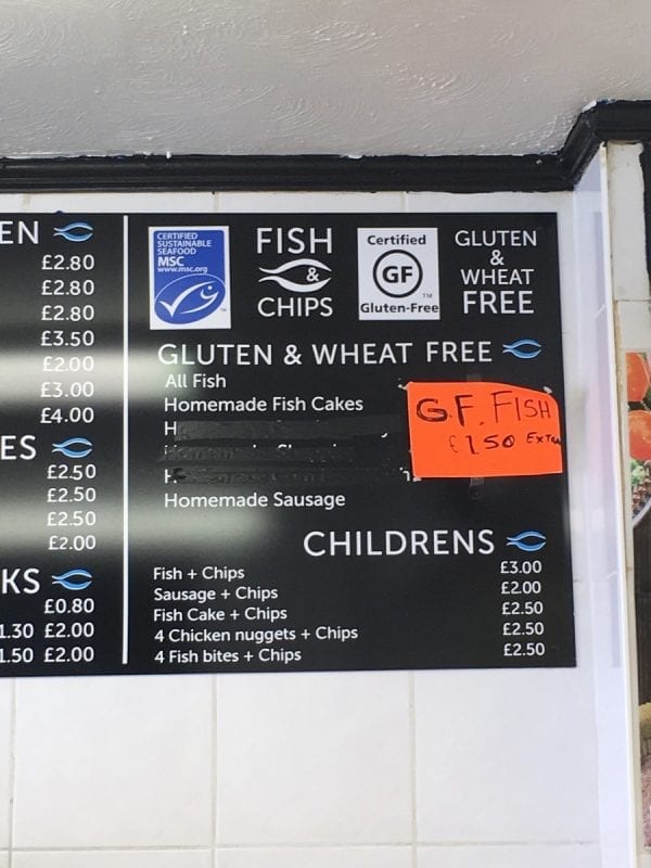 Gluten Free Fish and Chips Shakey Shakey, Herne Bay Kent